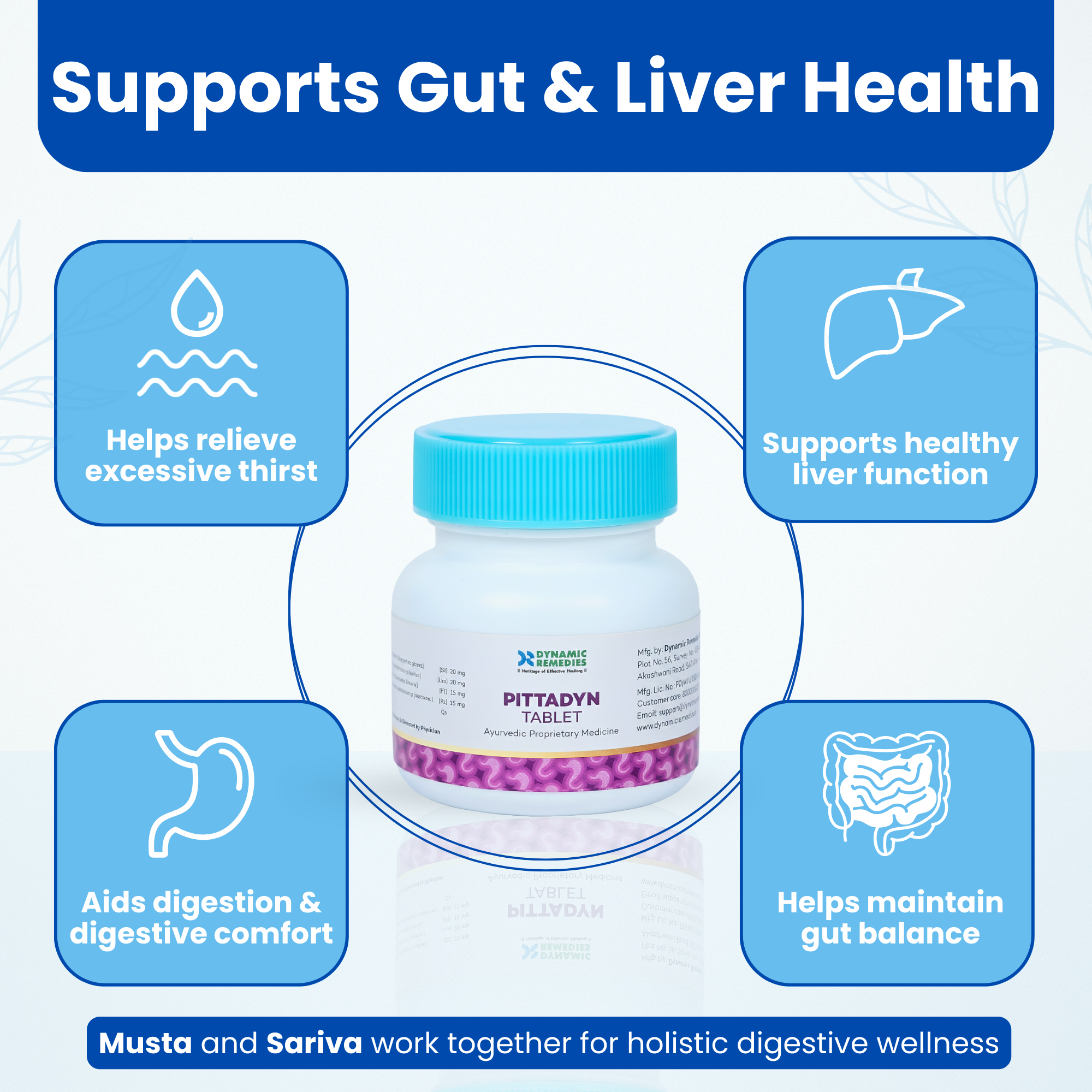 Pittadyn Tablets for Acidity, Heartburn & Indigestion | Ayurvedic Digestive Support