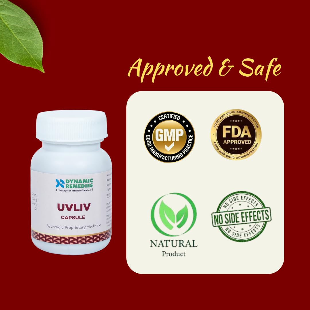 UV Liv Capsule | Health & Personal care Capsules for Liver Helth & Digestion | With Giloy & Guduchi | Supports Liver Function, Reduces Inflammation & Boosts Immunity | 60 Caps (Pack of 1)