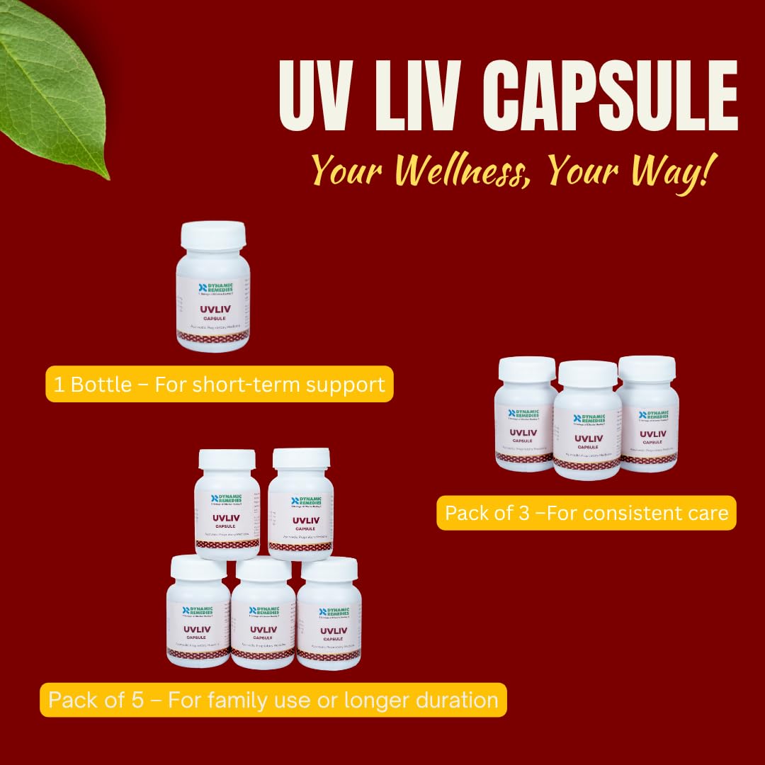 UV Liv Capsule | Health & Personal care Capsules for Liver Helth & Digestion | With Giloy & Guduchi | Supports Liver Function, Reduces Inflammation & Boosts Immunity | 60 Caps (Pack of 1)