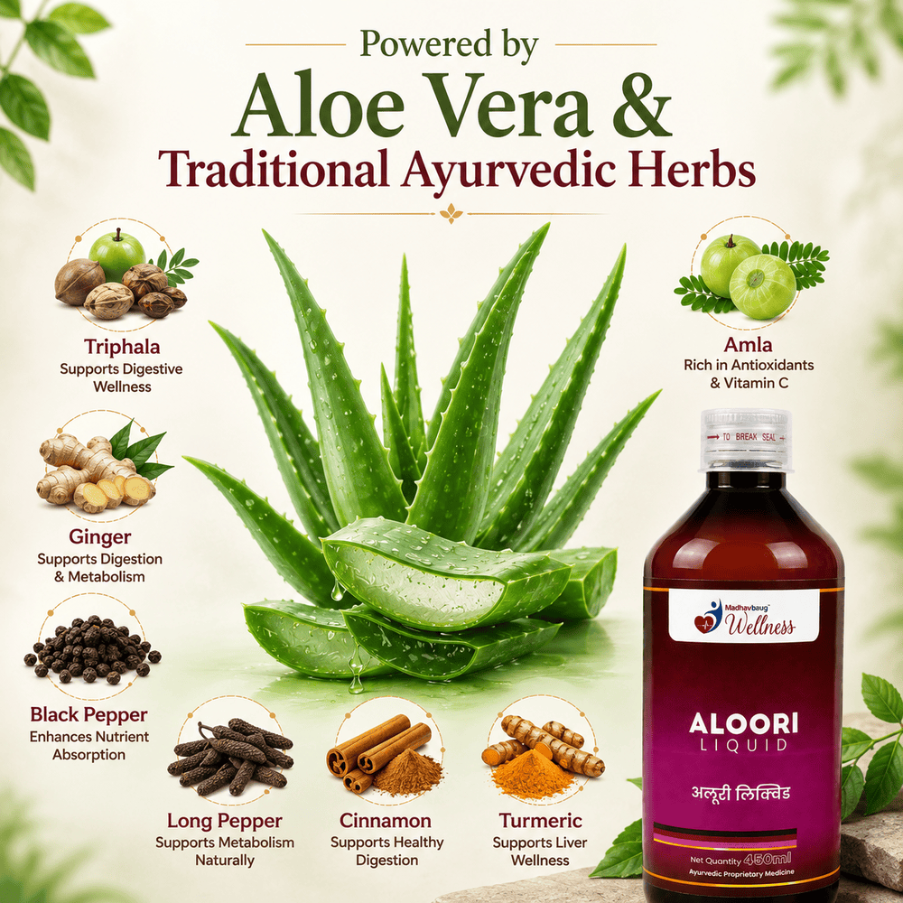 Aloori Liquid | Ayurvedic Aloe Vera Liver, Digestion & Metabolism Support Tonic | 450ml