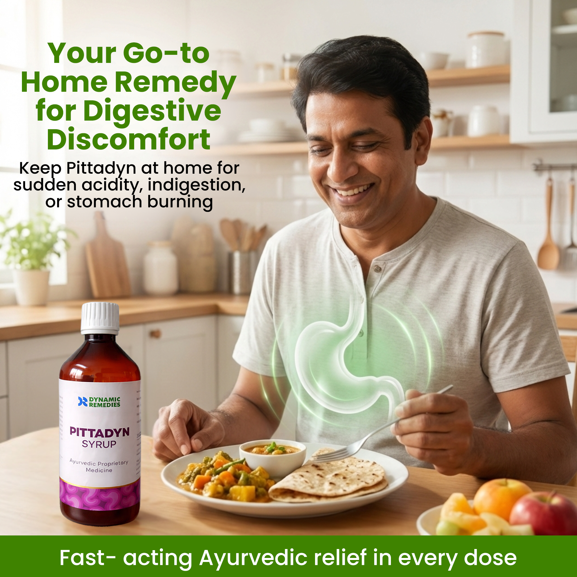 Pittadyn Ayurvedic Digestive Syrup for Pitta Balance with Dadim, Brahmi, Haritaki & Udumber – 450 ml | Madhavbaug