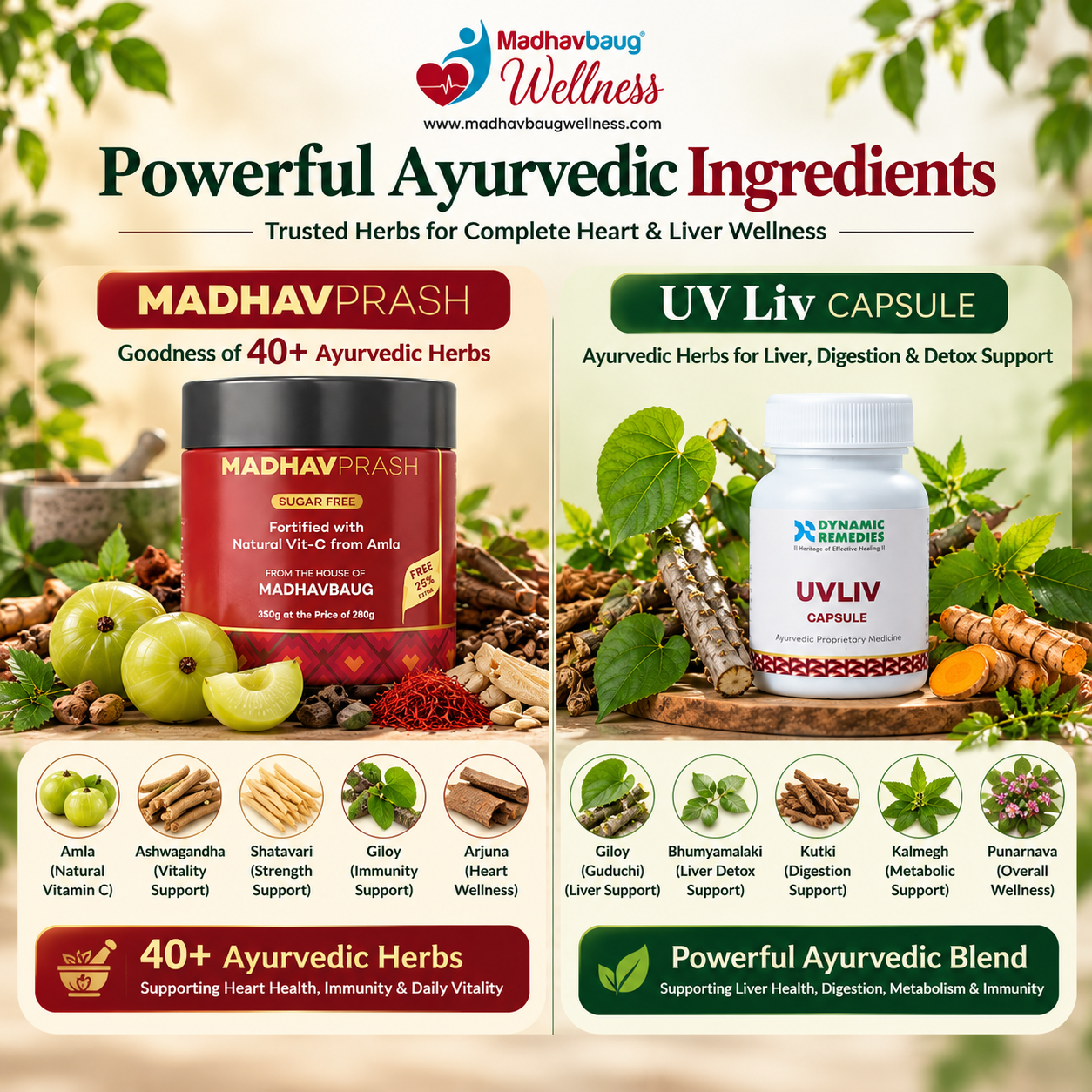 Madhavprash 60-Day Supply + FREE UV Liv Capsule | Heart & Liver Wellness Combo