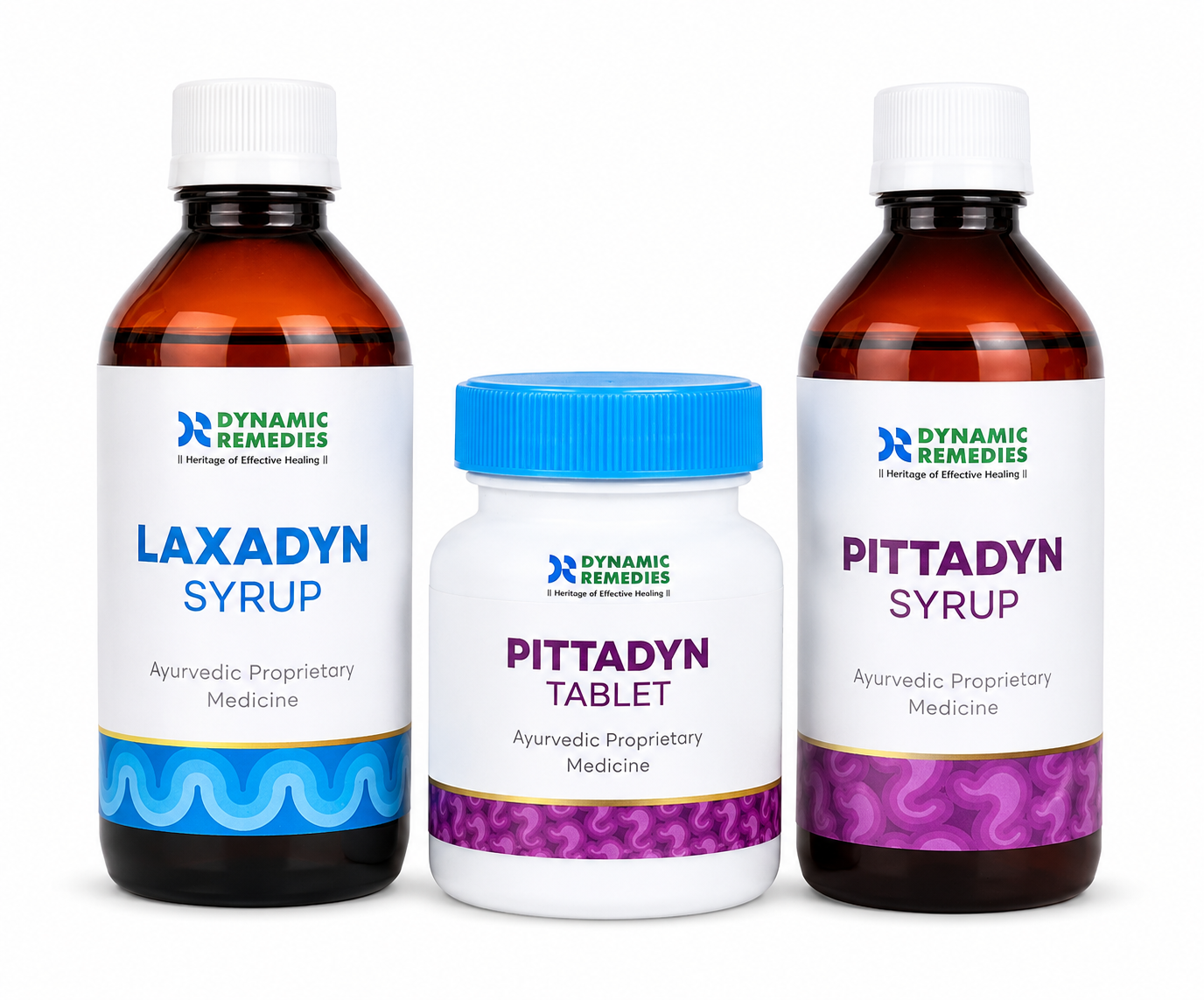 The Gut Kit| Complete Digestive Wellness Combo | Laxadyn Syrup + Pittadyn Tablet + Pittadyn Syrup