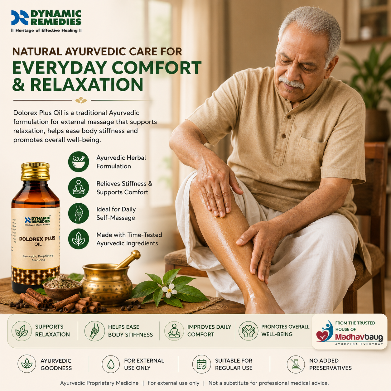 Dolorex Plus Ayurvedic Body Massage Oil for Muscle & Joint Care