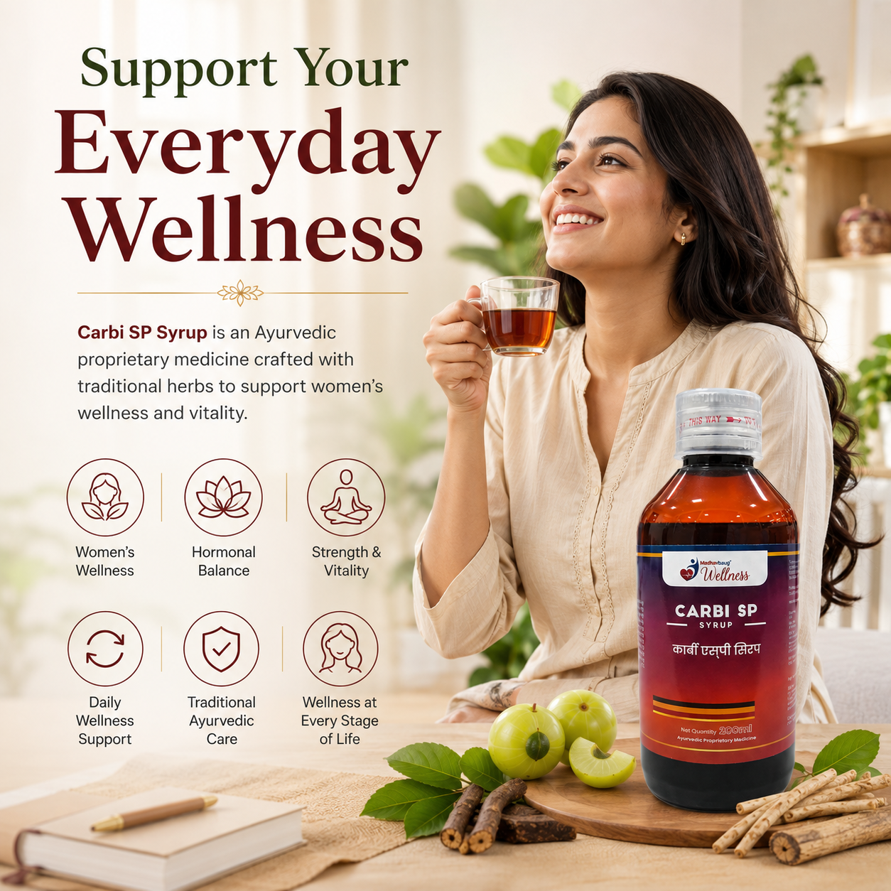 Carbi SP Syrup | Ayurvedic Women's Wellness Formula | 200 ml