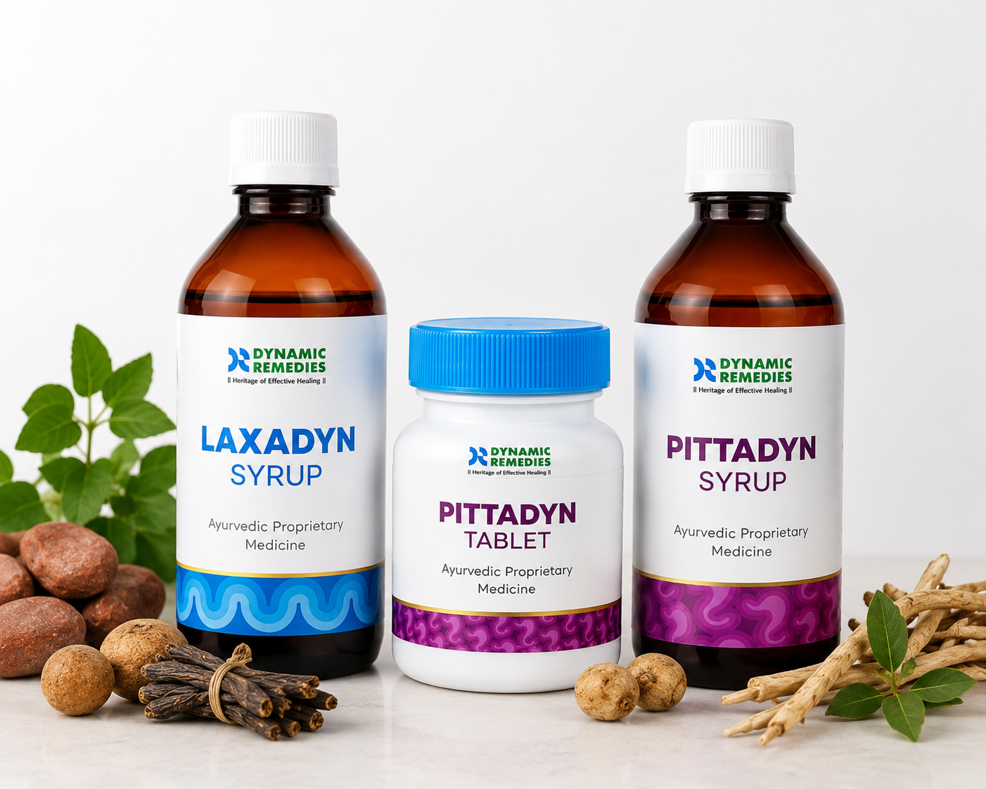 The Gut Kit| Complete Digestive Wellness Combo | Laxadyn Syrup + Pittadyn Tablet + Pittadyn Syrup