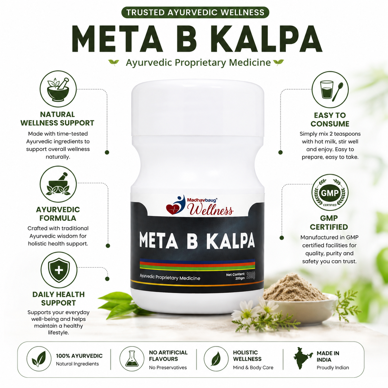 META B KALPA – Ayurvedic Growth & Wellness Powder for Kids | Bone Strength, Focus & Immunity Support