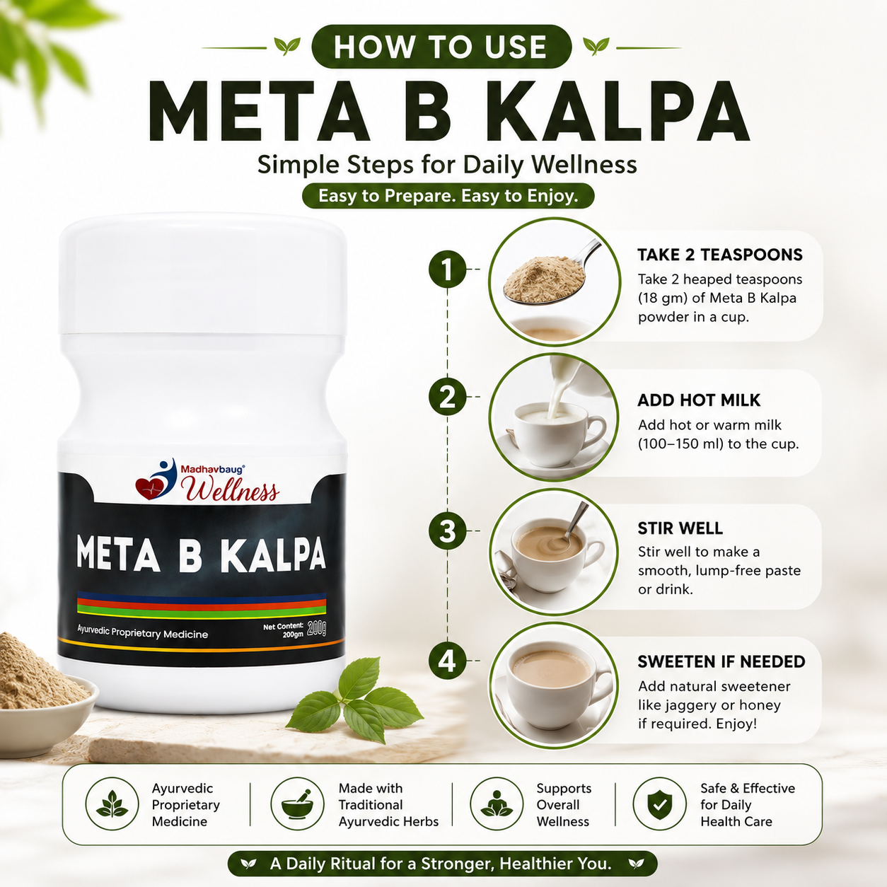 META B KALPA – Ayurvedic Growth & Wellness Powder for Kids | Bone Strength, Focus & Immunity Support