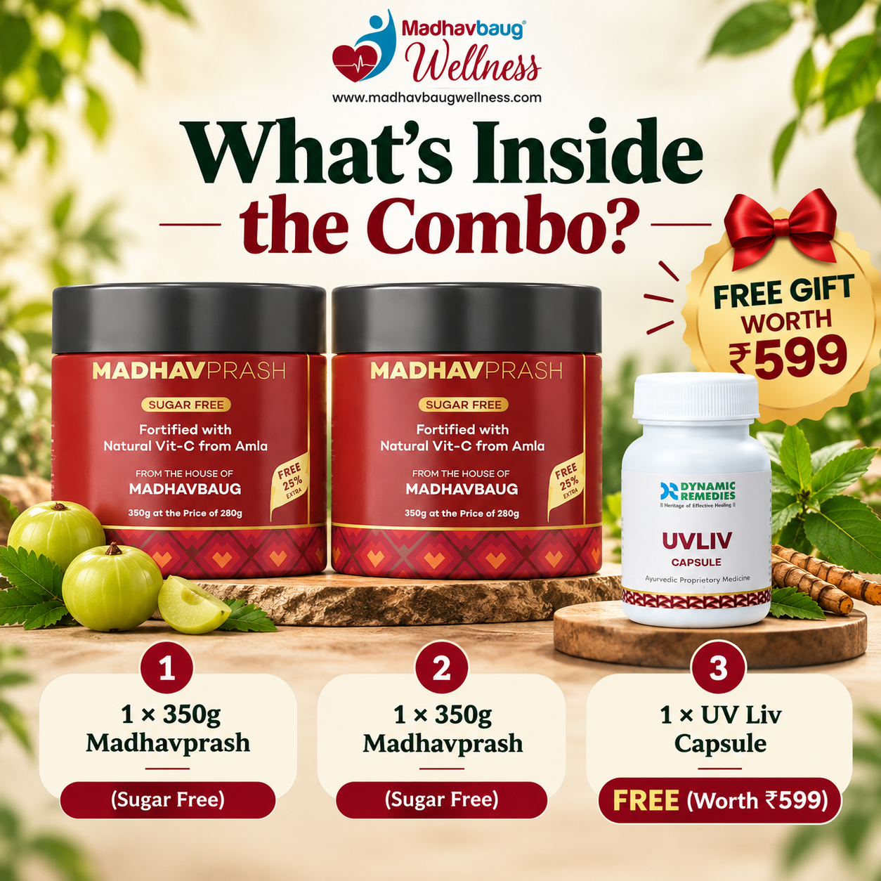 Madhavprash 60-Day Supply + FREE UV Liv Capsule | Heart & Liver Wellness Combo