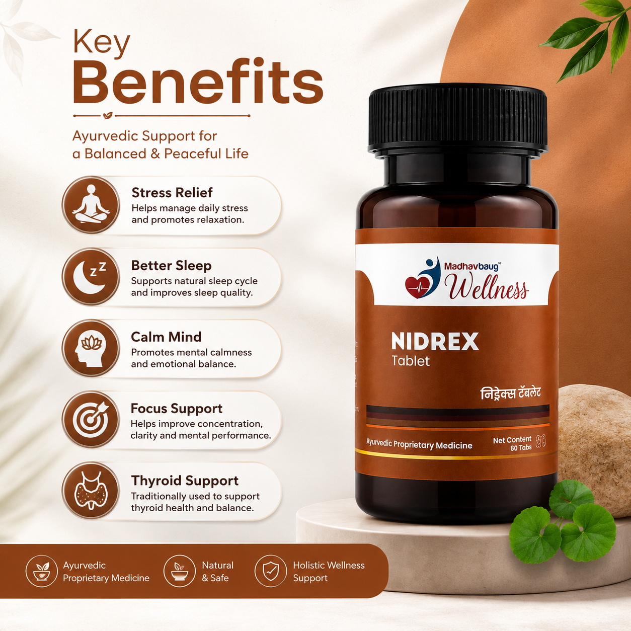 Nidrex Tablet – Daily Ayurvedic Support for Calm Mind, Better Sleep & Stress Wellness