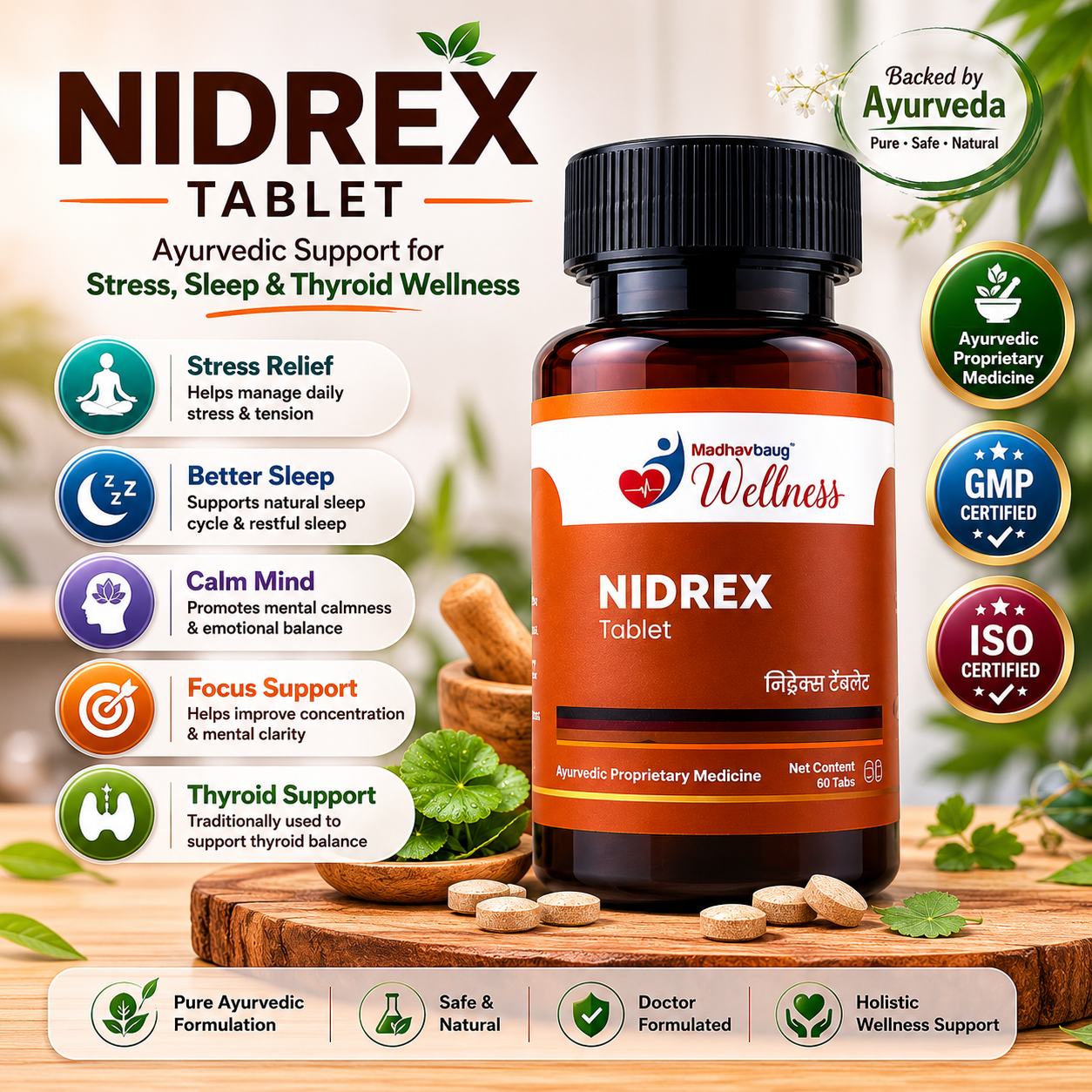 Nidrex Tablet – Daily Ayurvedic Support for Calm Mind, Better Sleep & Stress Wellness