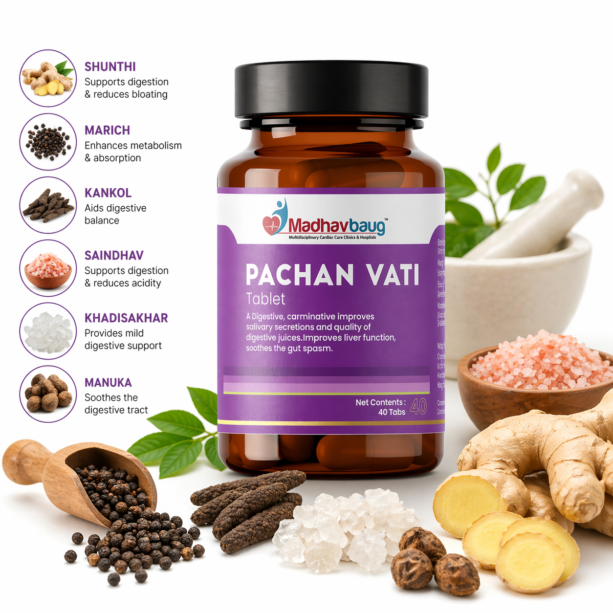 Pachan Vati Digestive Tablets – Ayurvedic Support for Gas, Acidity & Heavy Stomach